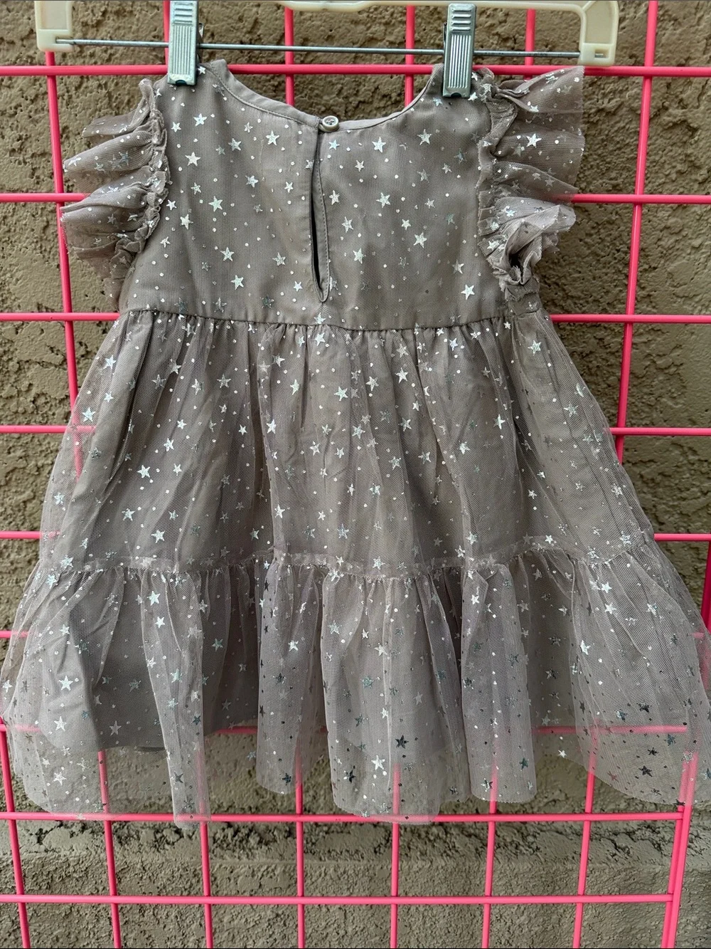 New GAP Baby Star Print Tulle Dress in Taupe